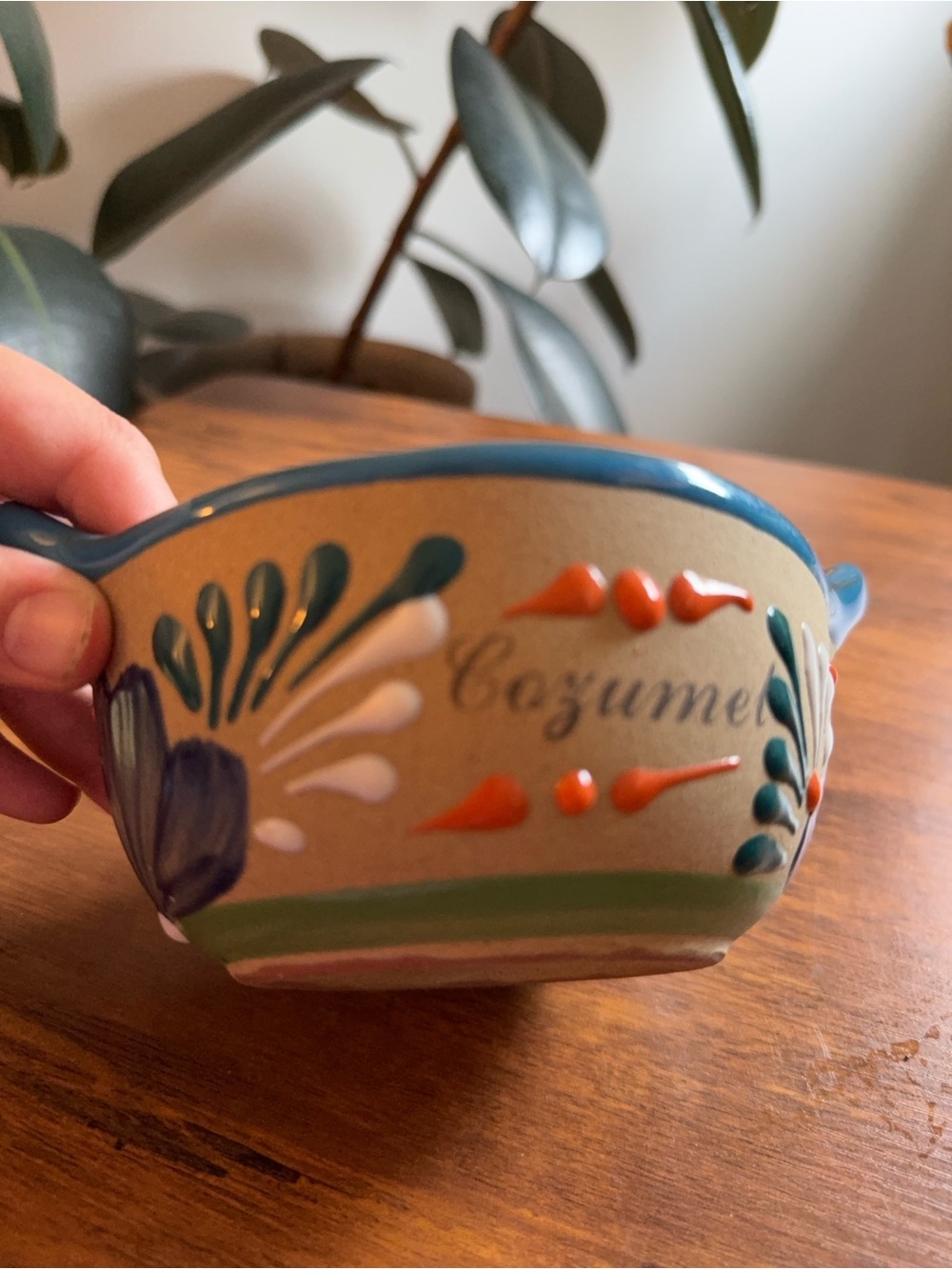 Cozumel Mexico Decorative Ceramic Bowl - Blue and Multicolor
